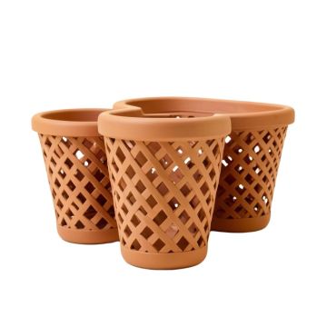 Caren 3-Piece Lattice Basket Terracotta Pot Planter Set
