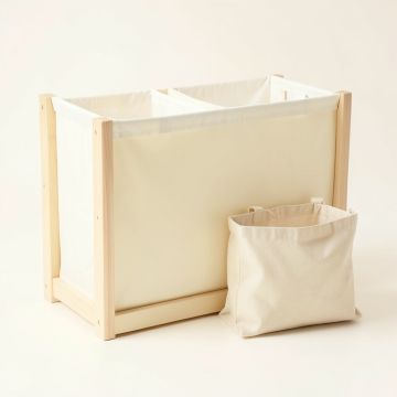 Alder Edge Laundry Sorting Station With Plain Removable Bags - Cream (synthetic illustration; no displayed measurements)