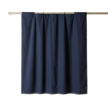 Dune Edge Shower Curtain Hanging Flat From A Plain Rod - Navy