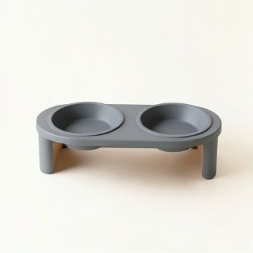 Aspen Crossing Pet Feeding Stand With Two Plain Empty Bowls - Gray (synthetic illustration; no displayed measurements)