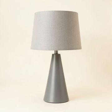 Stone Crossing Table Lamp With A Plain Fabric Shade - Gray (synthetic illustration; no displayed measurements)