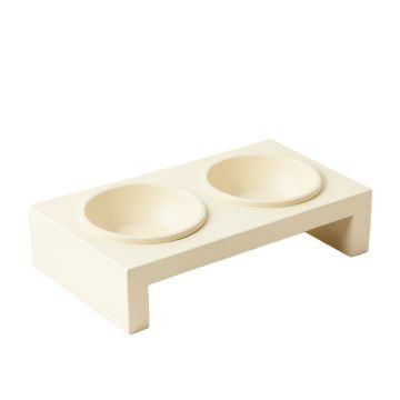 Hill Dale Pet Feeding Stand With Two Plain Empty Bowls - Cream