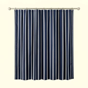 Flint Bridge Shower Curtain Hanging Flat From A Plain Rod - Navy (synthetic illustration; no displayed measurements)