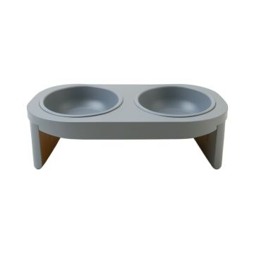 Linden Bluff Pet Feeding Stand With Two Plain Empty Bowls - Gray