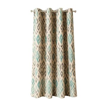 Hutton Ikat Print Geometric Blackout Thermal Grommet Single Curtain Panel