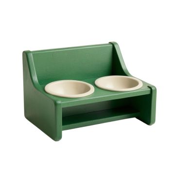 Moss Bridge Pet Feeding Stand With Two Plain Empty Bowls - Green