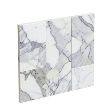 Linear Polished Random Sized Marble Mosaic Tile In White
