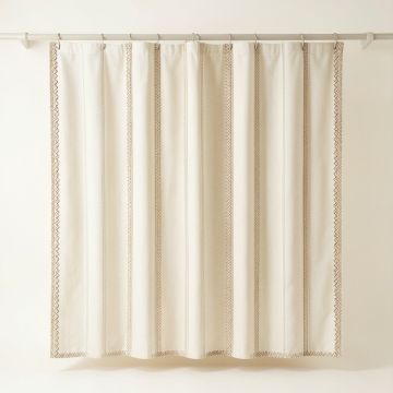 Linden Dale Shower Curtain Hanging Flat From A Plain Rod - Ivory (synthetic illustration; no displayed measurements)