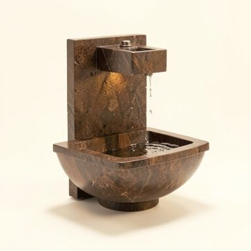 Henline Natural Stone/Metal Wall Fountain With Light (synthetic illustration; no displayed measurements)