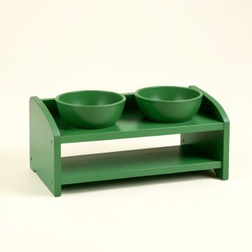 Spruce Edge Pet Feeding Stand With Two Plain Empty Bowls - Green (synthetic illustration; no displayed measurements)