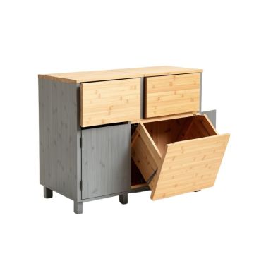 Brook Crest Freestanding Pull-Out Hamper Cabinet - Gray