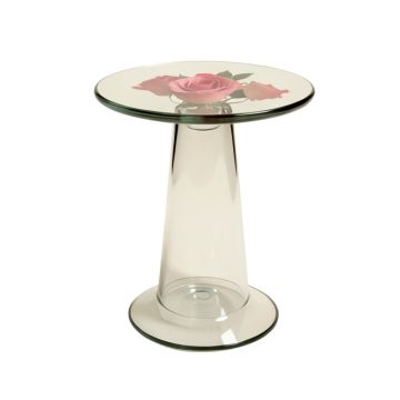 Roses Glass Topped End Table