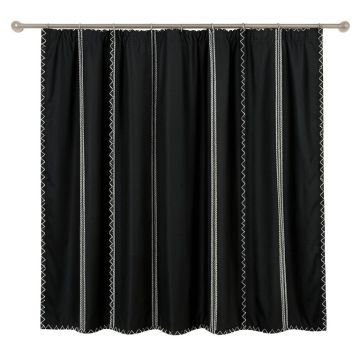 Pine Crossing Shower Curtain Hanging Flat From A Plain Rod - Black