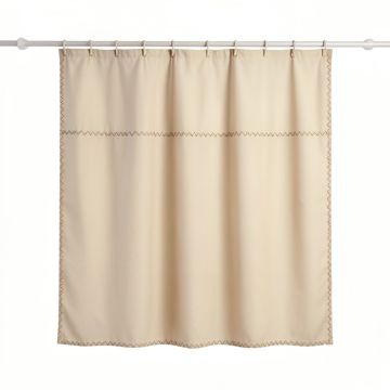 Linden Falls Shower Curtain Hanging Flat From A Plain Rod - Beige (synthetic illustration; no displayed measurements)
