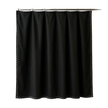 Olive Dale Shower Curtain Hanging Flat From A Plain Rod - Black
