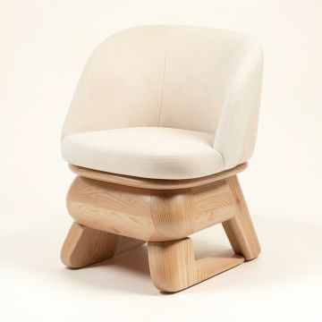 Hipple Solid Wood Stacking Side Chair In Beige (synthetic illustration; no displayed measurements)