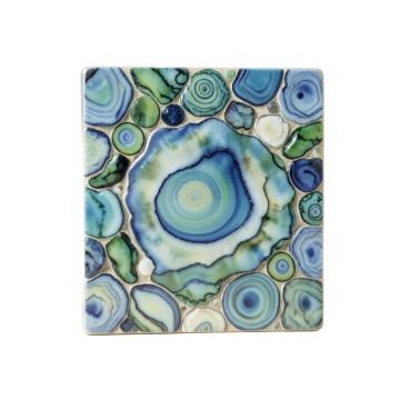 2 '' X 7.5 '' Authentic Seashell Tile Decorative Mosaic In Blue/Green Abalone