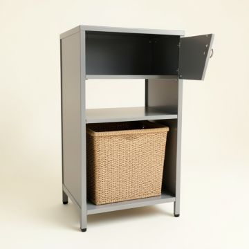 Bay Crossing Freestanding Pull-Out Hamper Cabinet - Gray (synthetic illustration; no displayed measurements)
