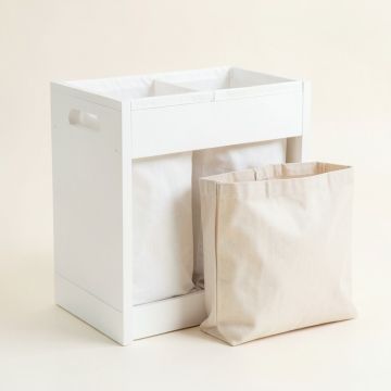 Spruce Bend Laundry Sorting Station With Plain Removable Bags - White (synthetic illustration; no displayed measurements)