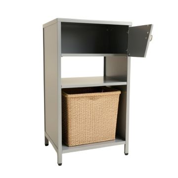 Bay Crossing Freestanding Pull-Out Hamper Cabinet - Gray