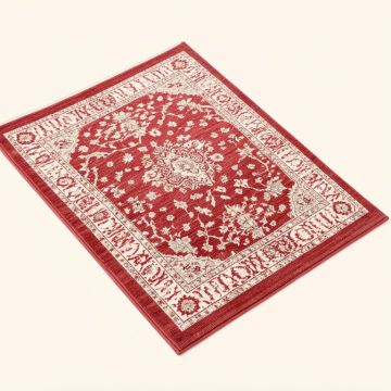 Power Loom Red/Cream Area Rug (synthetic illustration; no displayed measurements)