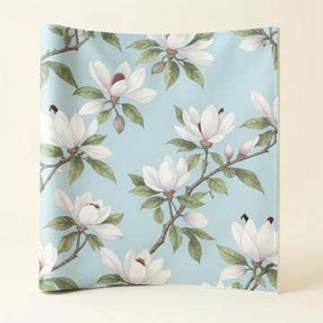 Chinese Peacock Magnolia Textile Wallpaper (synthetic illustration; no displayed measurements)