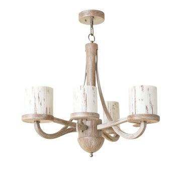 Albern 4 - Light Candle Style Drum Chandelier With Wood Accents