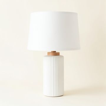 Rowan Bluff Table Lamp With A Plain Fabric Shade - White (synthetic illustration; no displayed measurements)