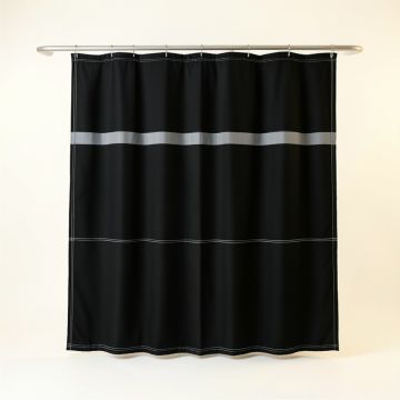 Heath Brook Shower Curtain Hanging Flat From A Plain Rod - Black (synthetic illustration; no displayed measurements)