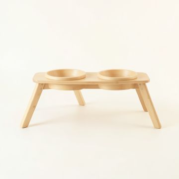 Reed Dell Pet Feeding Stand With Two Plain Empty Bowls - Ivory (synthetic illustration; no displayed measurements)