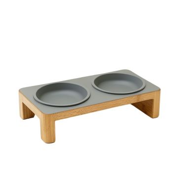 Harbor Dell Pet Feeding Stand With Two Plain Empty Bowls - Gray