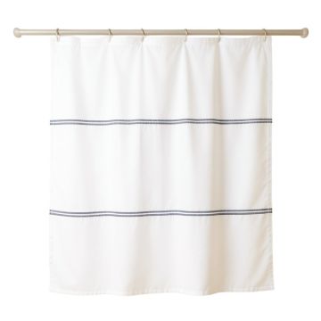 Field Canyon Shower Curtain Hanging Flat From A Plain Rod - White