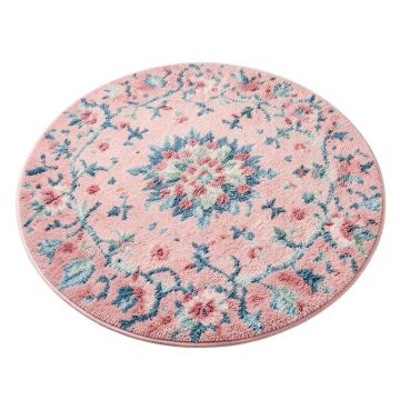 Round Floral Shag Pink/Blue Area Rug (synthetic illustration; no displayed measurements)