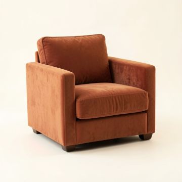 Summit Crest Upholstered Armchair - Terracotta (synthetic illustration; no displayed measurements)