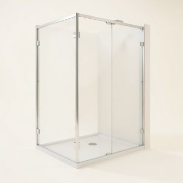 Unidoor-X 46 In . W X 34 3/8 In . D X 72 In . H Hinged Shower Enclosure (synthetic illustration; no displayed measurements)