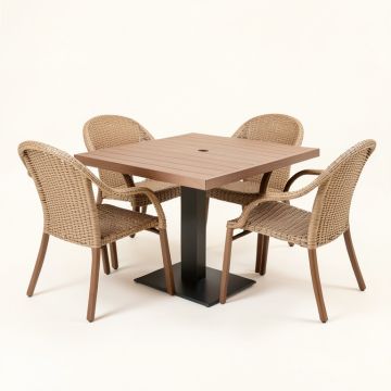 Bearden 3-Piece Commercial-Grade Patio Set With 2 Woven Dining Chairs And A (synthetic illustration; no displayed measurements)