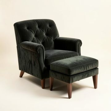 Simone 26.2 '' Wide Tufted Velvet Lounge Chair And Ottoman (synthetic illustration; no displayed measurements)