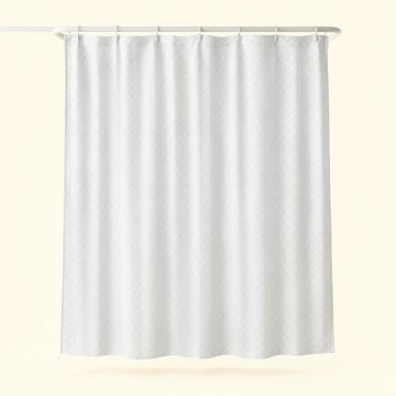 Brook Bend Shower Curtain Hanging Flat From A Plain Rod - White (synthetic illustration; no displayed measurements)