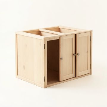 Hill Bridge Empty Furniture-Style Litter Enclosure - Beige (synthetic illustration; no displayed measurements)
