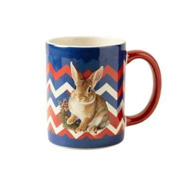 Smyth Image Of Peter Rabbit Scene On Chevron Stripes Coffee Mug