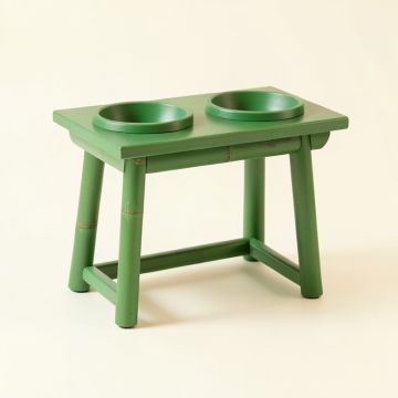 Vale Branch Pet Feeding Stand With Two Plain Empty Bowls - Green (synthetic illustration; no displayed measurements)