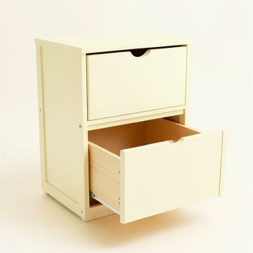 Pine Bend Freestanding Pull-Out Hamper Cabinet - Ivory (synthetic illustration; no displayed measurements)