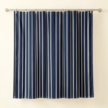 Bay Brook Shower Curtain Hanging Flat From A Plain Rod - Navy (synthetic illustration; no displayed measurements)