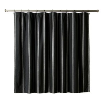 Ash Crossing Shower Curtain Hanging Flat From A Plain Rod - Black