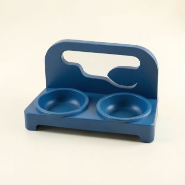 Hazel Edge Pet Feeding Stand With Two Plain Empty Bowls - Blue (synthetic illustration; no displayed measurements)
