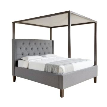 Atagun Queen Tufted Upholstered Low Profile Four Poster Bed