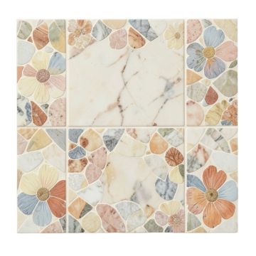 Daisy Field Flower Marble Novelty Mosaic Subway Wall & Floor Tile