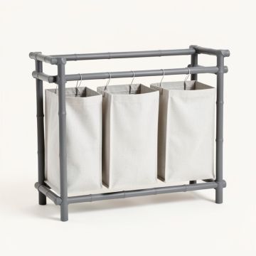 Dune Dell Laundry Sorting Station With Plain Removable Bags - Gray (synthetic illustration; no displayed measurements)