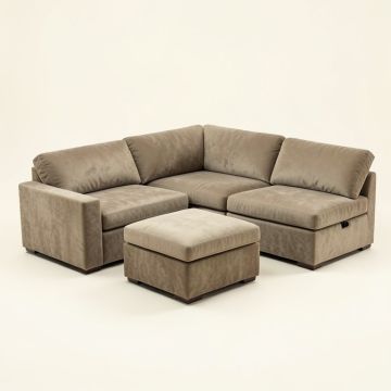Pontus 166 '' Wide Microfiber/Microsuede Left Hand Facing Modular Corner Sectional With Ottoman (synthetic illustration; no displayed measurements)