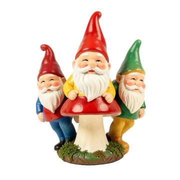 Garden Gnomes On Mushrooms Statue